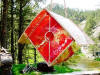 Iridescent Red Wren Stained Glass Bird House