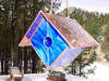 Iridescent Dark Blue & White Wren Bird House