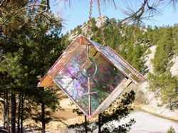 Iridescent Clear Water Glass Wren Stained Glass Bird House
